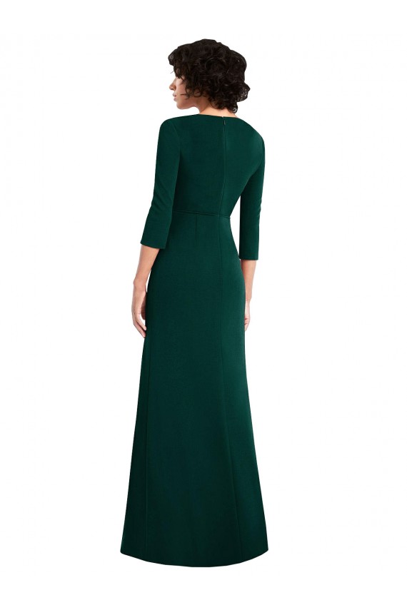 Verde Escuro Trombeta Decote V Spandex Longo Formais Vestidos de Madrinha / Vestidos de Festa