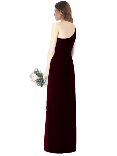 Verde Escuro Trombeta Um Ombro Chiffon Longo Vestidos de Madrinha
