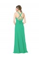 Verde Esmeralda Bainha Decote V Chiffon Longo Vestidos de Madrinha