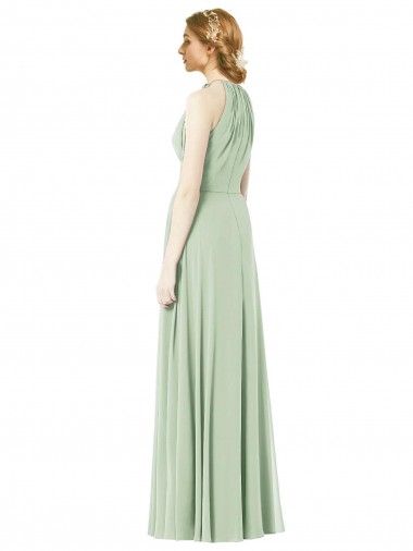 Verde Esmeralda Linha A Cabeçada Chiffon Longo Vestidos de Madrinha