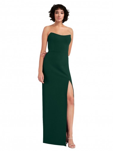 Verde Meia-Noite Bainha Colher Crepe Esticado Longo Formais Vestidos de Madrinha / Vestidos de Festa