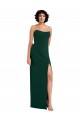 Verde Meia-Noite Bainha Colher Crepe Esticado Longo Formais Vestidos de Madrinha / Vestidos de Festa Acessíveis