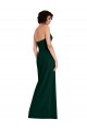 Verde Meia-Noite Bainha Colher Crepe Esticado Longo Formais Vestidos de Madrinha / Vestidos de Festa Acessíveis