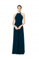 Verde Meia-Noite Linha A Alças finas Chiffon Longo Vestidos de Madrinha