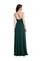 Verde Meia-Noite Linha A Um Ombro Crepe Esticado Longo Formais Vestidos de Madrinha / Vestidos de Festa Acessíveis