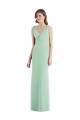 Verde Menta Chiffon Trombeta Abrir de volta Decote V Longo Vestidos de Madrinha