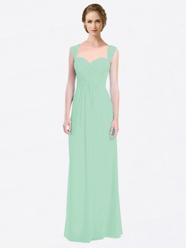 Verde Menta Linha A Amor Chiffon Longo Vestidos de Madrinha