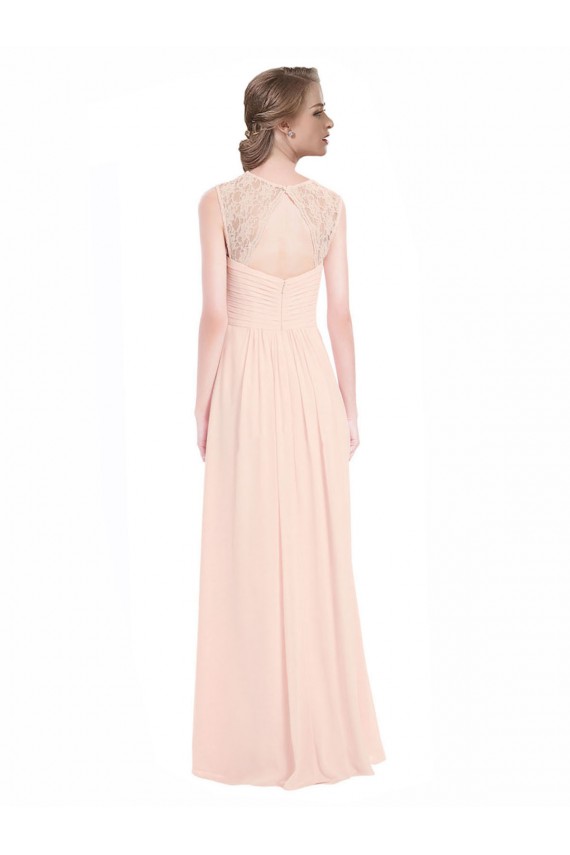 Verde Menta Linha A Amor Chiffon & Renda Longo Vestidos de Madrinha Acessíveis