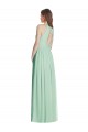 Verde Menta Linha A Cabeçada Chiffon Longo Vestidos de Madrinha Acessíveis