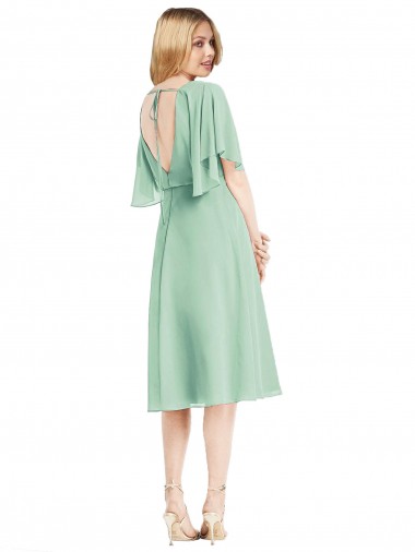 Verde Menta Linha A Chiffon Curto Vestidos de Madrinha