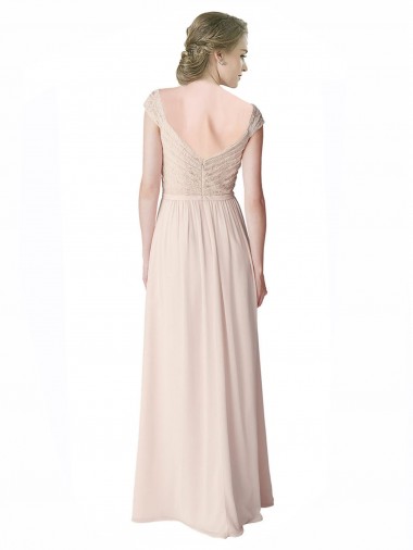 Verde Menta Linha A Decote V Chiffon & Renda Longo Vestidos de Madrinha