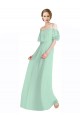 Verde Menta Linha A Fora do Ombro Chiffon Longo Vestidos de Madrinha Acessíveis
