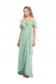 Verde Menta Trombeta Alças finas Alto Baixo Chiffon Alto Baixo, Longo Alto Baixo Vestidos de Madrinha Acessíveis