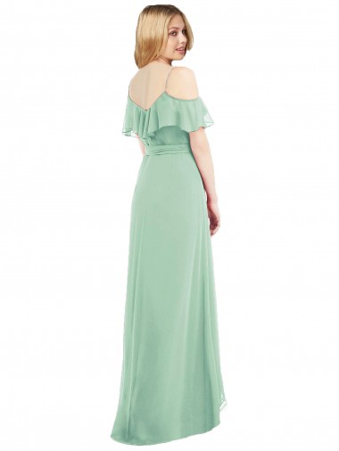 Verde Menta Trombeta Alças finas Alto Baixo Chiffon Alto Baixo, Longo Alto Baixo Vestidos de Madrinha