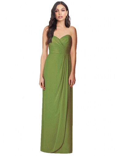 Verde Oliva Trombeta Amor Chiffon Longo Vestidos de Madrinha