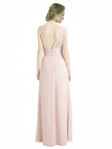 Vermelho 16 Linha A Um Ombro Chiffon Longo Vestidos de Madrinha