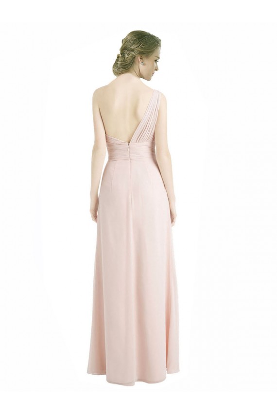 Vermelho 16 Linha A Um Ombro Chiffon Longo Vestidos de Madrinha Acessíveis