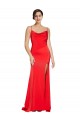 Vermelho Bainha Decote Capuz Cetim Elástico Longo Formais Vestidos de Madrinha / Vestidos de Festa Acessíveis