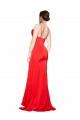 Vermelho Bainha Decote Capuz Cetim Elástico Longo Formais Vestidos de Madrinha / Vestidos de Festa Acessíveis