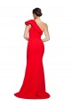 Vermelho Bainha Um Ombro Comboio Varredela Crepe Esticado Longo Vestidos de Madrinha / Vestidos de Festa