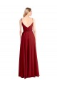 Vermelho Chiffon Linha A Costas em V Decote V Longo Vestidos de Madrinha Acessíveis