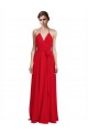 Vermelho Chiffon Linha A Decote V Longo Vestidos de Madrinha