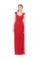 Vermelho Chiffon Linha A Mangas Curtas Amor Longo Vestidos de Madrinha Acessíveis