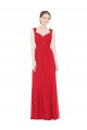 Vermelho Chiffon Linha A Sem Mangas Amor Longo Vestidos de Madrinha Acessíveis