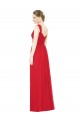 Vermelho Chiffon Linha A Sem Mangas Amor Longo Vestidos de Madrinha Acessíveis