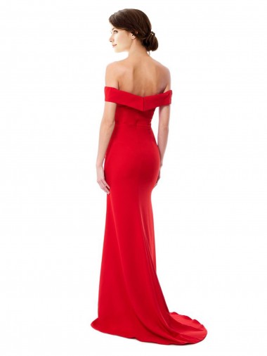 Vermelho Crepe Esticado Linha A Decote Alto Longo Formais Vestidos de Madrinha / Vestidos de Noite / Vestidos de Festa