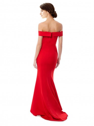 Vermelho Crepe Esticado Sem Mangas Decote Alto Sereia Longo Formais Vestidos de Madrinha / Vestidos de Noite / Vestidos de Festa
