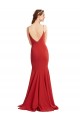 Vermelho Crepe Esticado Sereia Abrir de volta Decote V Longo Formais Vestidos de Madrinha / Vestidos de Noite / Vestidos de Festa Acessíveis