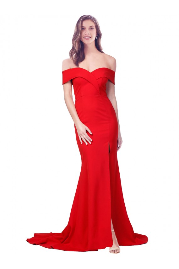 Vermelho Crepe Esticado Sereia Amor Longo Formais Vestidos de Madrinha / Vestidos de Noite / Vestidos de Festa