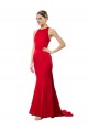 Vermelho Crepe Esticado Sereia Sem Mangas Cabeçada Longo Formais Vestidos de Madrinha / Vestidos de Noite / Vestidos de Festa