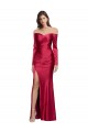 Vermelho Escuro Bainha Amor Cetim Elástico Longo Formais Vestidos de Madrinha / Vestidos de Festa