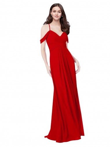 Vermelho Escuro Chiffon Linha A Criss Cruz Amor Longo Vestidos de Madrinha