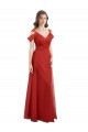Vermelho Linha A Amor Tule Longo Vestidos de Madrinha Acessíveis