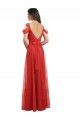 Vermelho Linha A Amor Tule Longo Vestidos de Madrinha Acessíveis