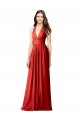 Vermelho Linha A Cabeçada Chiffon Longo Vestidos de Madrinha