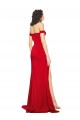 Vermelho Linha A Fora do Ombro Cetim Sedoso Longo Formais Vestidos de Madrinha / Vestidos de Festa Acessíveis