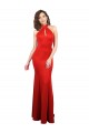 Vermelho Sereia Cabeçada Cetim Elástico Longo Formais Vestidos de Madrinha / Vestidos de Festa Acessíveis