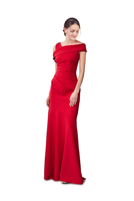 Vermelho Sereia Crepe Esticado Longo Formais Vestidos de Madrinha / Vestidos de Festa Acessíveis