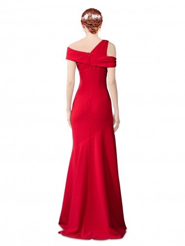 Vermelho Sereia Crepe Esticado Longo Formais Vestidos de Madrinha / Vestidos de Festa