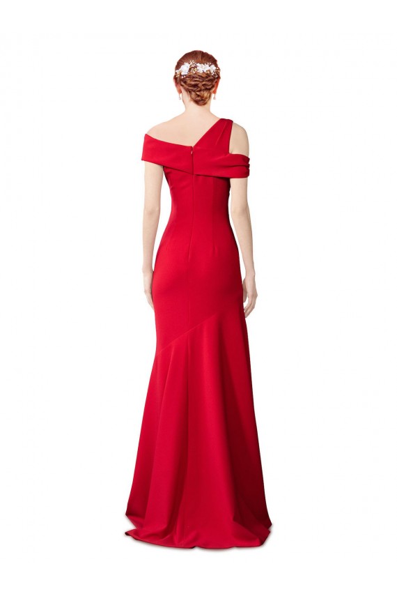 Vermelho Sereia Crepe Esticado Longo Formais Vestidos de Madrinha / Vestidos de Festa Acessíveis