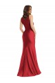 Vermelho Sereia Decote Quadrado Cetim Sedoso Longo Formais Vestidos de Madrinha / Vestidos de Festa Acessíveis