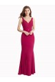 Vermelho Sereia Decote V Chiffon Longo Vestidos de Madrinha / Vestidos de Festa Acessíveis