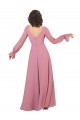 Vidro Marinho Chiffon Linha A Decote V Longo Vestidos de Madrinha Acessíveis