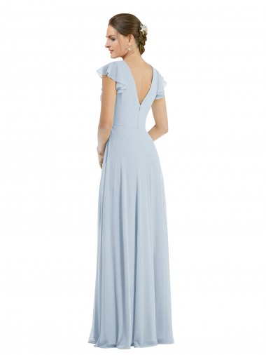 Vidro Marinho Linha A Barco Chiffon Longo Formais Vestidos de Madrinha / Vestidos de Noite