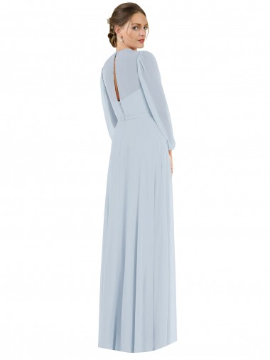 Vidro Marinho Linha A Sem alças Chiffon Longo Formais Vestidos de Madrinha / Vestidos de Noite