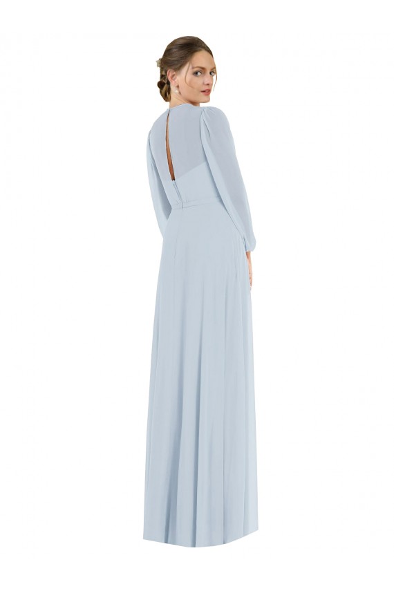 Vidro Marinho Linha A Sem alças Chiffon Longo Formais Vestidos de Madrinha / Vestidos de Noite Acessíveis